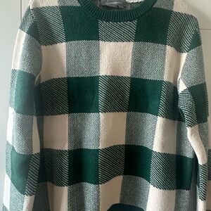 Anthropologie Green and Cream Plaid Sweatshirt